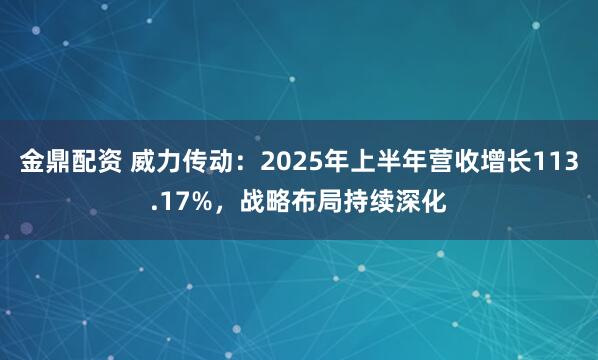 金鼎配资 威力传动：2025年上半年营收增长113.17%，战略布局持续深化